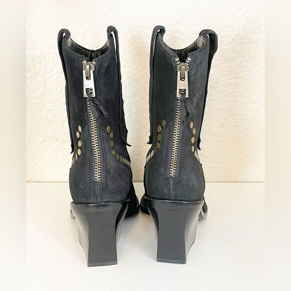 Zadig & Voltaire boots Cara Suede black studded Cowboy Boot 41/10 New - Picture 10 of 17